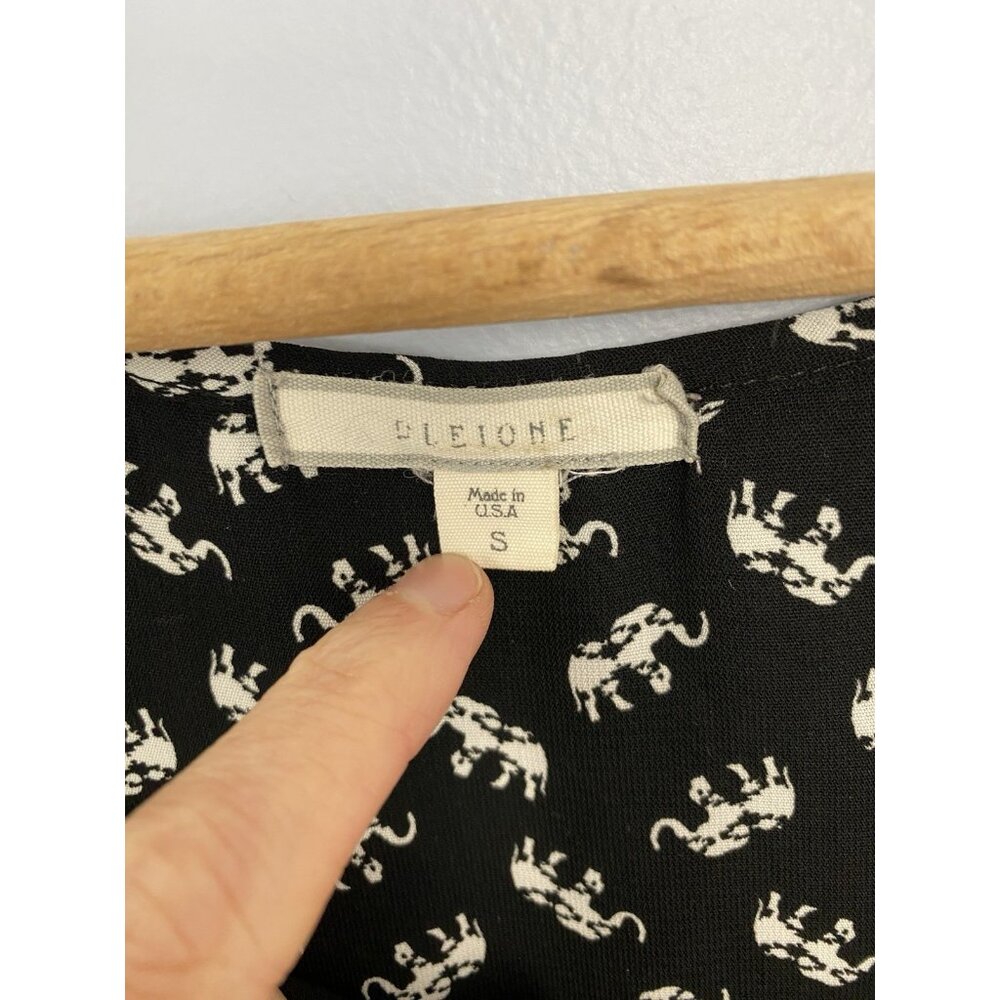 Pleione Womens Size Small Black/White Elephant Print Tank Top Scoop Neck USA - Picture 5 of 8